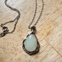 Silver necklace and pendant with Hetian Jade pendant