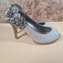 RUBY SHOO DONNA silver peeptoe stilettos with corsage Size UK 5 EU 38 High heels slip ons Image 10