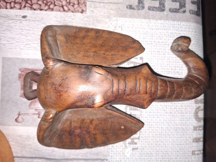 Antique Rustic Carved Wood Elephant Head Wall Hanging Symbol of Good Luck and Positive Energy