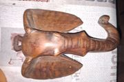 Antique Rustic Carved Wood Elephant Head Wall Hanging Symbol of Good Luck and Positive Energy