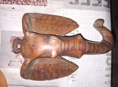 Antique Rustic Carved Wood Elephant Head Wall Hanging Symbol of Good Luck and Positive Energy