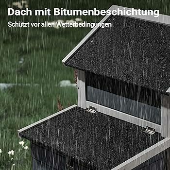 Chicken Coop with Nesting Box & Open Enclosure, Grey, House with Pull-out Tray