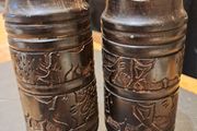 Vintage Hand Carved Hardwood Salt Pepper Shakers