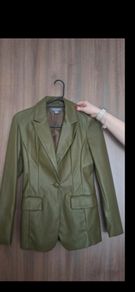 Green faux leather jacket, size 8