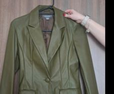 Green faux leather jacket, size 8
