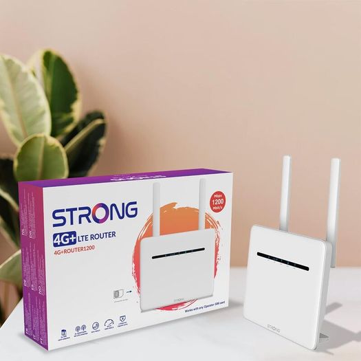 STRONG 4G+ LTE CAT6 Wi-Fi Router, AC1200 Dual-Band Wi-Fi, Zero Configuration, 4x Gigabit ports, Detachable external antennas, Sim Card Adapters included