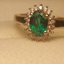 Stunning Lab Grown Emerald & Natural Zircon Oval Cluster Ring Image 10