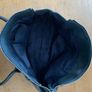 Navy blue solid leather shoulder bag Image 3