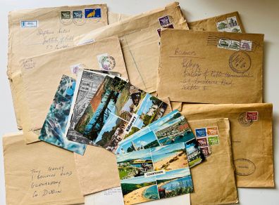 Irish old vintage envelopes with stamps and postcards bundle F