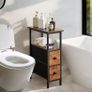 Narrow Side Table Set of 2, Slim Bedside Table with 2 Fabric Drawers, Nightstand for Small Spaces, Sofa Table Image 4