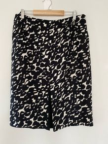 Max Mara Puro Lino Black White Linen Blend Skirt