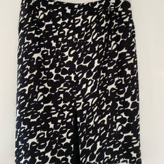 Max Mara Puro Lino Black White Linen Blend Skirt