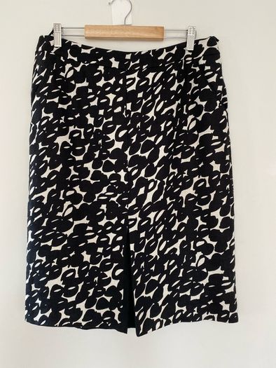 Max Mara Puro Lino Black White Linen Blend Skirt