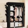 Fabric Wardrobe, 45 x 107 x 161 cm Portable Wardrobe, Foldable Closets with 6 Side Pockets, Black Closet for Bedroom,Living Room & Dorm Image 2