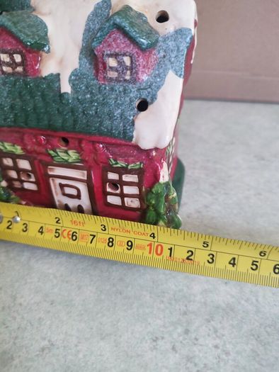 Vintage winter cottage battery candle.