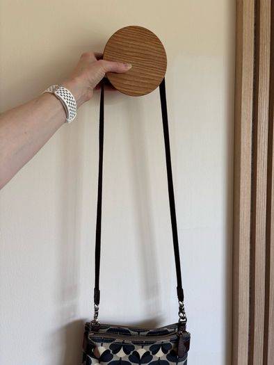 Natural Oak hand carved wall hook with grooves