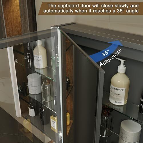 55 x 70 cm Left Hinge Aluminum LED Bathroom Medicine Cabinet with Mirror | Light Adjustment, Anti-Fog, High Capacity, Easy to Install