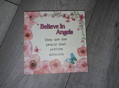 x4 Bundle - Believe In Angels Plague & Love, Shine, Believe Wall Plaque Decor & Now Added - x2 Bundle - Primark Flower Arrangement In Glass Dome - RRP - 7.00 & Light Up Flower Arrangement