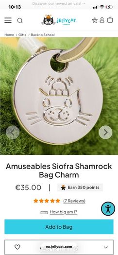 New JELLYCAT Siofra Shamrock Bag Charm