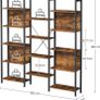 _Bookcase Ladder Shelf 14 Shelves Metal Frame Living Room Study Office Industrial Design 158 x 24 x 166 cm Vintage Brown/Black Image 3