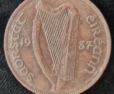 Ireland 1937 1d Penny Coin