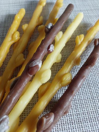Willow branch candles. Set of 3 candles