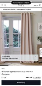 Brushed Eyelet Blackout Thermal Curtains - blush pink