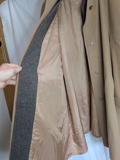 Camel Wool Blend Long Swing Coat  Size Approx UK 20 to 22
