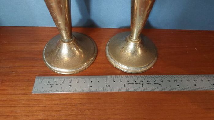 A Fabulous Pair of Rare Antique/Vintage Brass Arts & Crafts Style "Calla Lily" or "Trumpet" Vases with Hand-Beaten Repousse Finish  - Priced as a Pair, But Can be Sold Separately