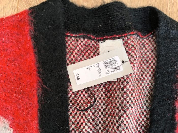 River Island Cardigan L Leopard Print Belted Open Front Red Black Boho Statement NEW good for Party concert