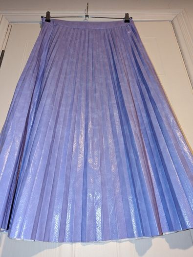purple/lilac faux leather pleated midi skirt from River Island
