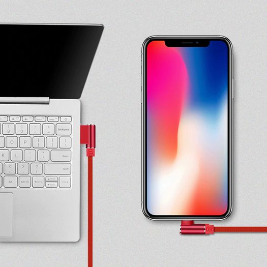 NOHON 3M Apple 3A Lightning Fast Charger & Data Sync 90 Degree Elbows Nylon Braided Cable (Brand New/Warranty)