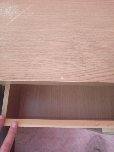Leather chair and table with drawers