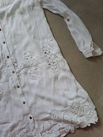 River island white embroidered dress shirt uk12