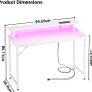 Computer Desk with Power Outlets & LED Lights, 100cm Gaming Desk with Monitor Image 2