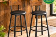 Set of 2 Industrial Bar Stools Rustic Vintage Brown and Black Kitchen Breakfast Bar Chairs