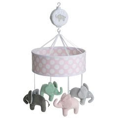 Ratt Start Elephant Design Musical Bed Mobile Baby Toy, Pink