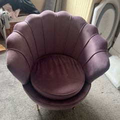Purple Velvet Clam Chair