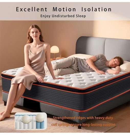 5FT King Size Mattress 9.1 Inch, Hybrid Gel Memory Foam, Individually Pocket Sprungs Medium Firm 7 Zone Orthopedic Mattress Kingsize for Back Pain Relief