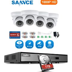 SANNCE 4 Channel 1080P Outdoor / Indoor CCTV Camera System with 1TB HDD already Installed