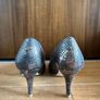 Metallic snake print embossed leather pointed heels size 38 in good condition Image 3