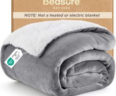 Bedsure Sherpa Fleece Throw Blanket Silver Grey 150 x 200 cm - Brand New
