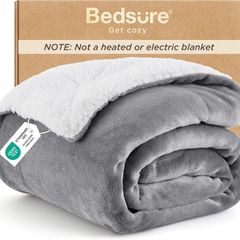 Bedsure Sherpa Fleece Throw Blanket Silver Grey 150 x 200 cm - Brand New