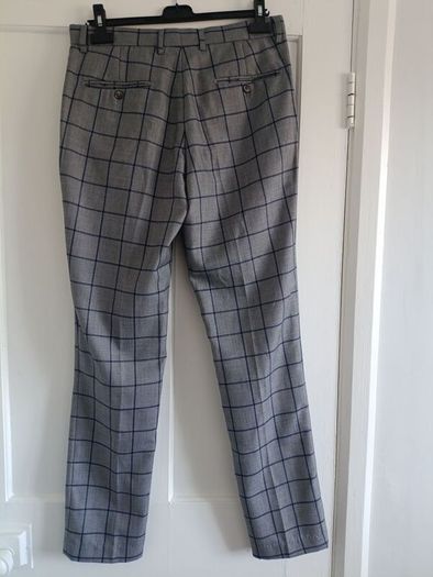 House of Cavani Mens Grey and Blue Checked Trousers Size 32