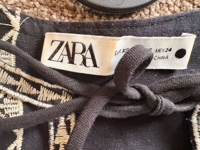 Zara embroidery linen maxi dress XS