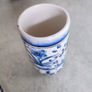 Small blue cup as holder handmade pottery and painted. Image 2