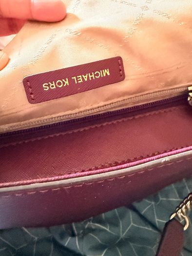 Michael Kors Burgundy Leather Tote Bag (Gold Hardware & Charm)
