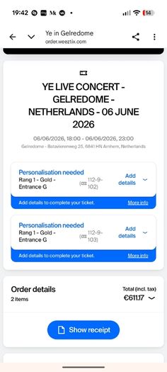 Ye Gelredome Tickets - 6th June - Seated
