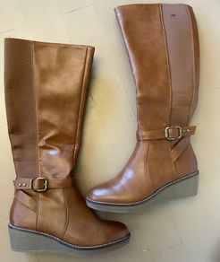 Long Tan Wedge Boots
