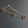 925 sterling silver four leaf clover bracelet black Image 3